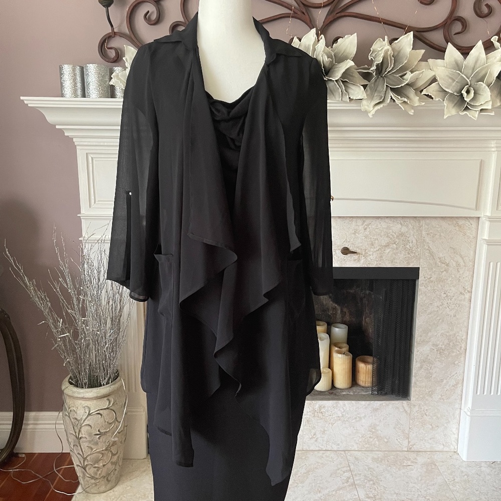 Trac Sheer 3/4 Waterfall Open Front Cardigan
